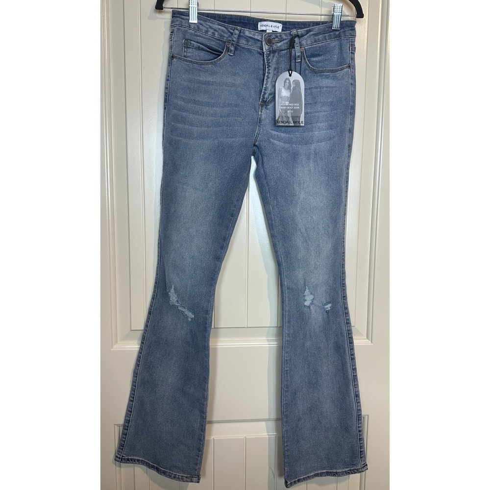 KENDALL & KYLIE NWT Kurvy Mid‎ Rise Baby Boot Jeans Size 9/10 Casual Stretch